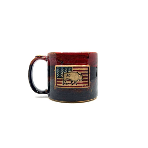 16 oz Handmade Hand Painted Bison Flag Mugs